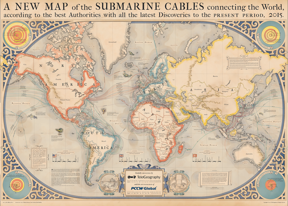 подводные кабели, по которым идет интернет 