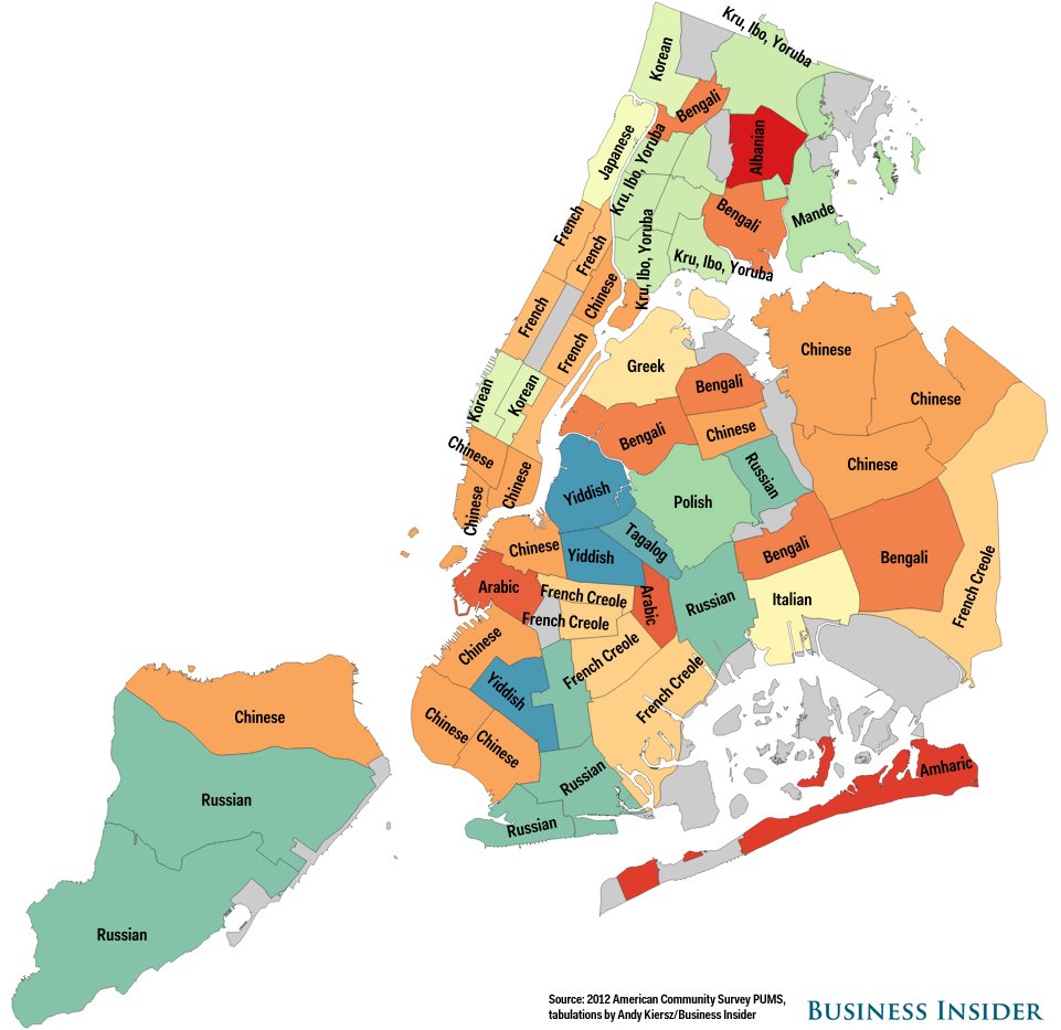 Языковая карта Нью-Йорка