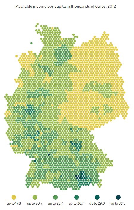 Доходы в западной и восточной Германии 