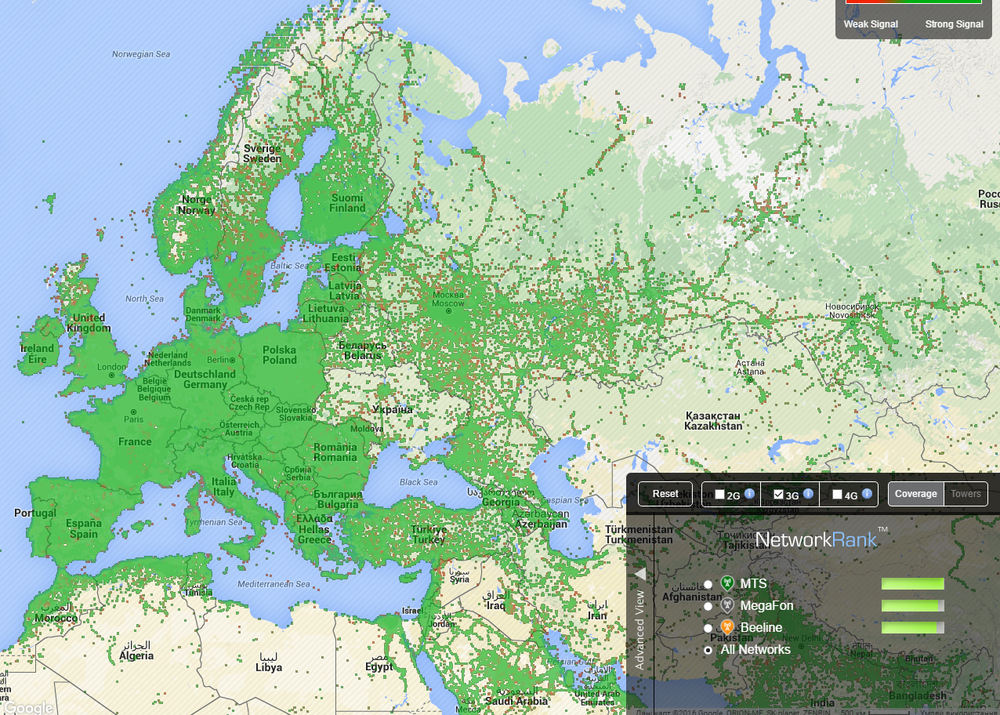 карта 3G в Европе 
