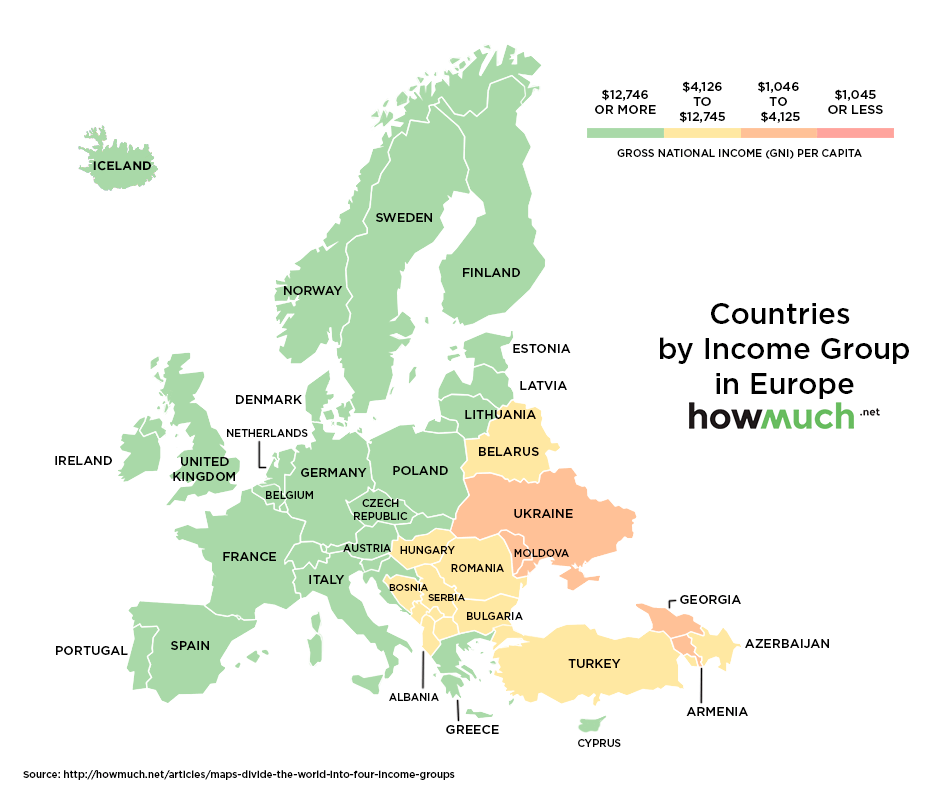 ВВП на душу населения в Европе