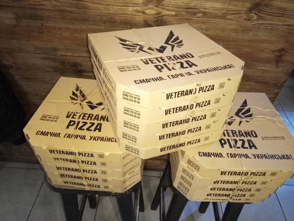 boxes with pizza