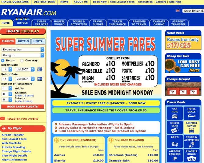 старый сайт Ryanair