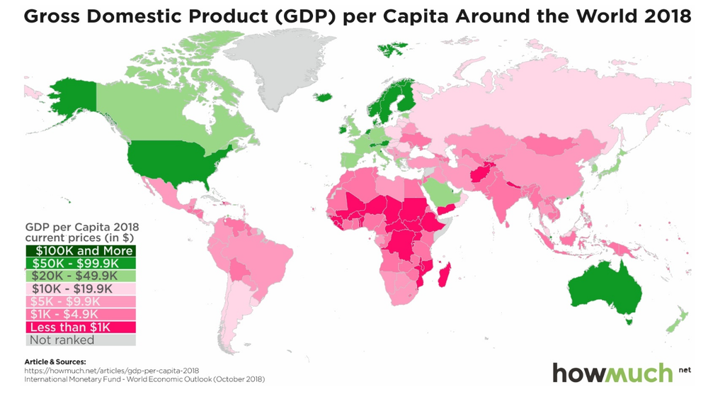 ВВП на душу населення за країнами 