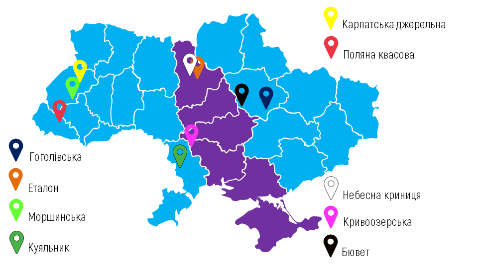 карта украины источники воды