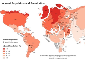 Карта дня: распространение интернета
