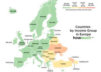 Карта, которая наглядно показывает богатство и бедность каждой страны мира
