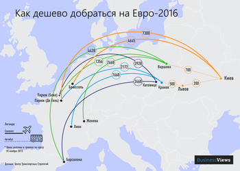 Карта дня: 10 cамых дешевых способов доехать на Евро-2016
