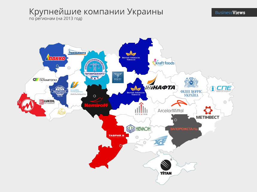 Карта промышленных предприятий украины